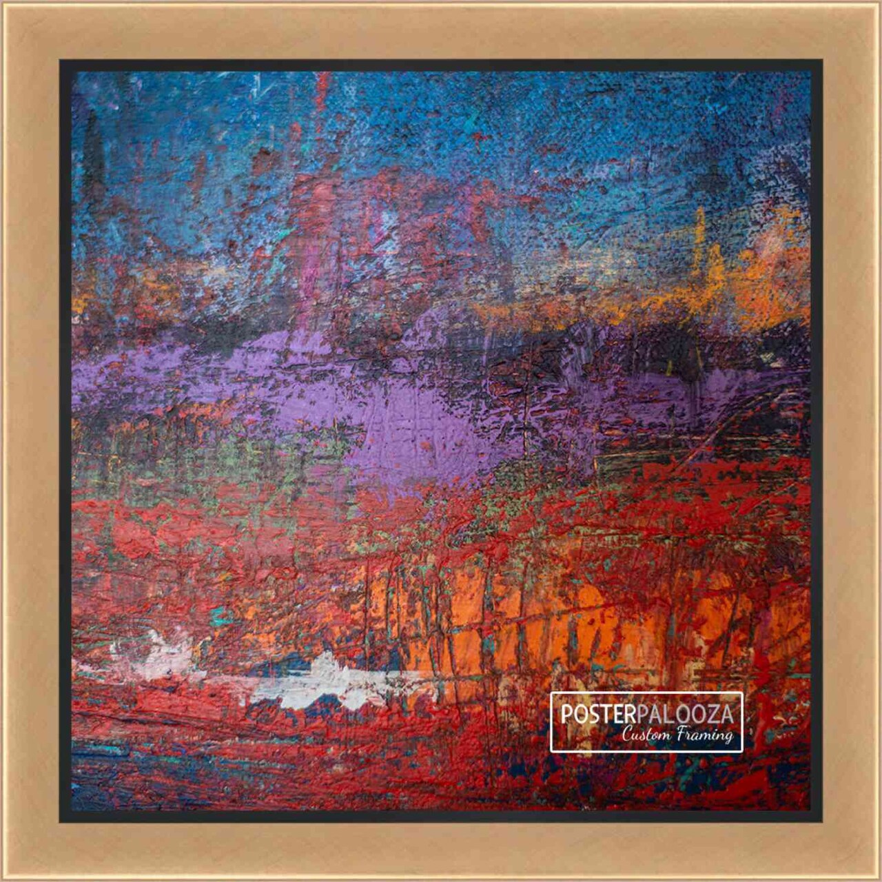 Square Simple Gold Picture Frame - UV Acrylic, Foam Board Backing, Hanging Hardware